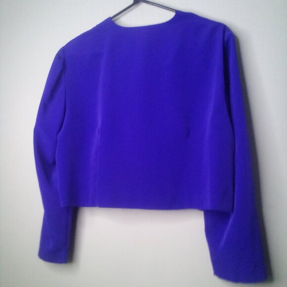 Petite Focus Jacket Skirt Set 16 P Vintage 80s Button Up Pleated Skirt PURPLE - Picture 5 of 15